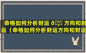 命格如何分析财运 🦁 方向和财运（命格如何分析财运方向和财运方向）